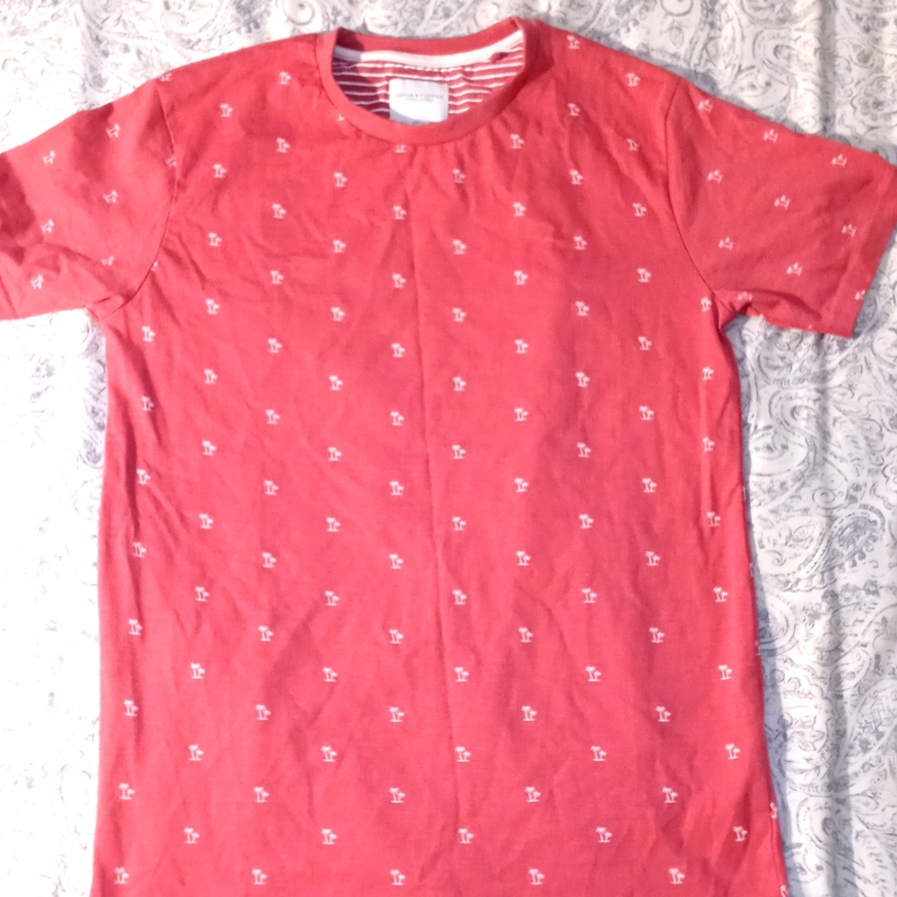 Denim & Flower red palmtree design T-shirt